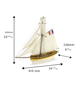 Navomodel Corsarul Cutter Le Renard, scara 1:50 Model de navă din lemn - Artesania Latina - Img 3