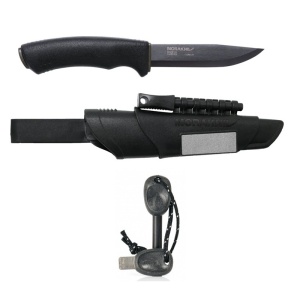 Pachet promo Cutit Morakniv Bushcraft Survival negru si Amnar Swedish FireSteel BIO army 2in1, Light My Fire