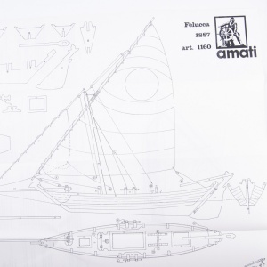Planuri constructie navomodel, Felluca, Lungime: 410mm, Amati Italia - Img 3