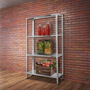 Raft metalic pentru depozitare 150 x 75 x 30 cm, 4 polite, 40 kg/polita, gri - Img 2