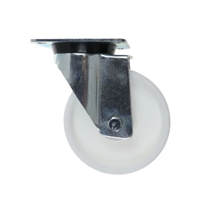 Roata pivotanta din poliamida Ø160 mm, fara frana, cu placa, 300 kg