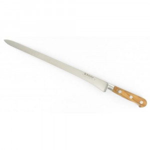 SAUMINOXOLIVIER Cutit pentru somon, olive, lungime 30cm, cu buzunare de aer, maner din lemn de maslin, Sabatier Authentique - Img 1