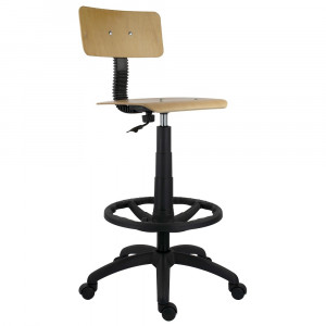 Scaun profesional PRO lemn cu extra cilindru lung si inel suport picioare plastic - Img 1