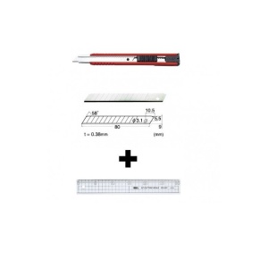Set Cutter / cutit utilitar mic NT Cutter - 9mm + 10 lame de schimb + rigla 30 cm