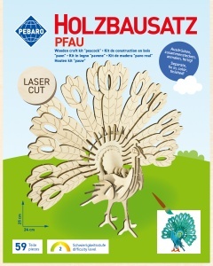 Set de constructie din lemn „Paun”, debitat cu laser Pebaro - Img 2
