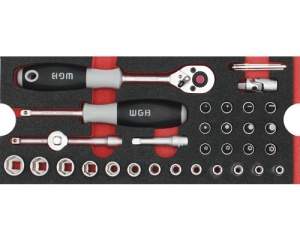 Trusa chei tubulare 1/4", 36 piese, crom-vanadiu, insertie pentru sertar