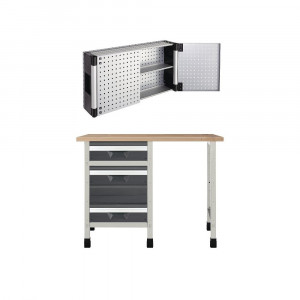 WB 5 Banc de lucru 1130x650x860 mm cu dulap perforat suspendat, Wolfcraft - Img 1