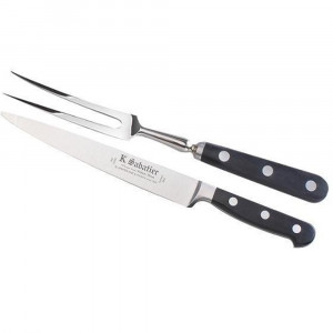 9000TLDFOURCHC Set cutit si furculita curbata- cutie cadou, lungime 20cm, Sabatier Bellevue - Img 1