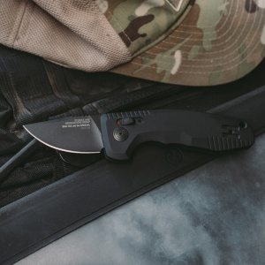 Cutit automat SOG TAC AU Compact CA 15-38-11-57, lama Drop Point Cryo D2, AU-XR Lock, maner din aluminiu, California Legal Automatic Knife - Img 13