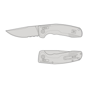 Cutit automat SOG TAC AU Serrated 15-38-02-57, lama Drop Point Cryo D2 partial zimtata, AU-XR Lock, maner din aluminiu, Tactical Automatic Knife - Img 13