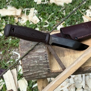 Cutit Full-Tang Morakniv Garberg GRAND Carbon cu teaca de piele pentru Bushcraft si Outdoor - Img 5
