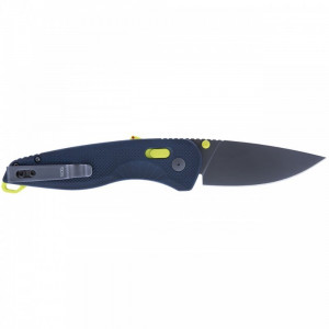 Cutit pliabil SOG Aegis AT Indigo Acid 11-41-03-41, lama Drop Point CRYO D2 Black TiNi, deschidere asistata S.A.T., AT-XR Lock, maner GRN Indigo & Acid Yellow, EDC Premium
