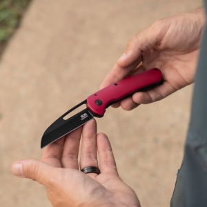 Cutit pliabil SOG Escape FL Red, lama 8Cr13MoV, Frame Lock, maner rosu din aluminiu anodizat - Img 8