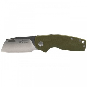 Cutit pliabil SOG Stout FLK Cleaver OD Stonewash 14-03-11-57, lama Cleaver CRYO D2 Stonewashed, Frame Lock, deschidere Flipper, maner G10 Olive Drab, EDC - Img 3