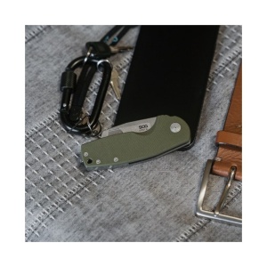 Cutit pliabil SOG Stout FLK Cleaver OD Stonewash 16-03-06-57, lama Cleaver CRYO D2 Stonewashed, Frame Lock, deschidere Flipper, maner G10 Olive Drab, EDC - Img 9