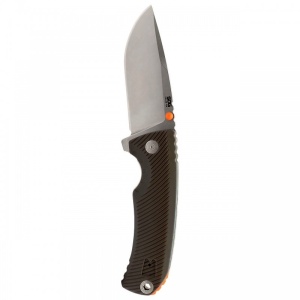 Cutit pliabil SOG Tellus FLK FDE 14-06-08-43, lama Drop Point CRYO 440 Stonewashed, Frame Lock, deschidere Flipper, maner GRN Flat Dark Earth, EDC Outdoor - Img 4