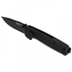 Cutit pliabil SOG Terminus XR Black TM1027-BX, lama Drop Point D2 TiNi Black, XR Lock, deschidere Flipper, Thumb Stud, maner G10 Black, EDC - Img 3