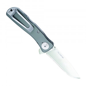 Cutit pliabil SOG Twitch II Satin Aluminum TWI8-CP, lama Drop Point AUS-8 Satin, deschidere asistata S.A.T., Lockback, maner din aluminiu anodizat, EDC Premium - Img 4