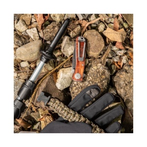 Cutit pliabil SOG Twitch II Satin Wood Handle TWI17-BX, lama Drop Point AUS-8 Satin, deschidere asistata S.A.T., Lockback, maner din lemn, EDC Clasic - Img 8