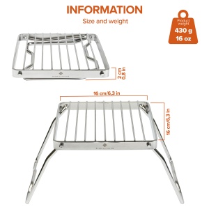 Gratar pliabil pentru foc de tabara Stabilotherm BBQ Grid Small din otel inoxidabil - Img 5
