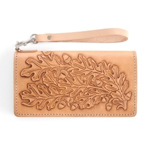 Kit portofel mare Gibson din piele Tandy Leather, cu fermoar si bareta de mana - imagine 6