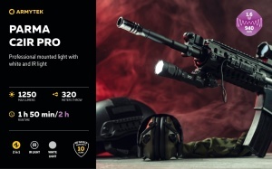 Lanterna tactica Armytek Parma C2IR Pro 1250 lm cu lumina alba si infrarosu IR 940 nm, montura Picatinny/Weaver - Img 16