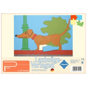 Pebaro 314/1S, Sablon din lemn, caine Dachshund, pentru traforaj, dimensiunea A4 - Img 1
