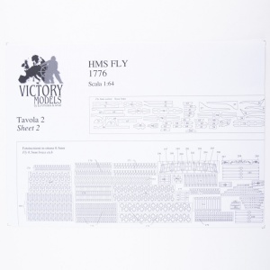 Planuri contructie navomodel Victory Models, goeleta HMS Fly, Scara 1:64, Lungime: 800mm, Amati Italia - Img 1