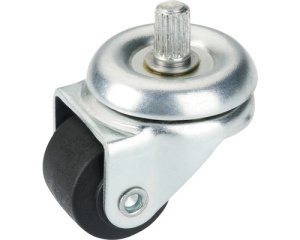 Roata pivotanta din poliamida Ø20 mm, cu bolt canelat Ø6 mm si rulment