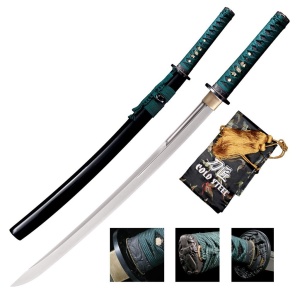 Sabie japoneza Cold Steel Dragonfly Wakizashi CS-88DW, Lama 1060 Carbon Steel, teaca din lemn lacuit