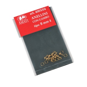 Set 10 inele cu picior din alama pt navomodele, 4mm, Amati - Img 2