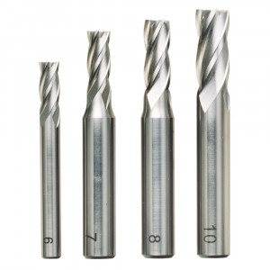 Set 4 freze deget HSS-Co5 Proxxon 24620, 6 - 7 - 8 - 10 mm, spirala cvadrupla DIN 844 - Img 2