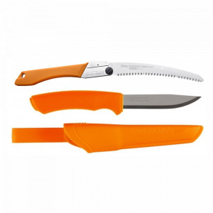 Set Cutit Bushcraft Orange Si Fierastrau pliabil bushcraft, camping Silky Gomboy curbat 240mm cu 8dinti, 30mm