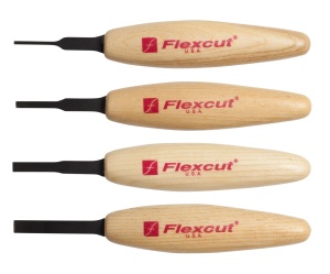 Set de 4 micro-dalti de mana pentru sculptura in lemn, MT100E, Flexcut