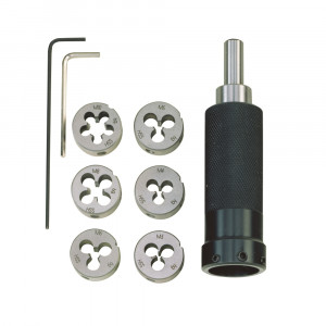 Set filiere M3 - M10 cu suport Proxxon 24082, pentru papusa mobila a strungurilor PD 230/E si PD 400
