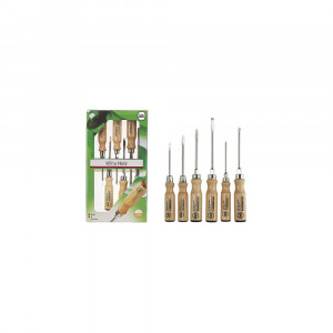 Set surubelnite drepte si cruce PH Wiha, maner din lemn, crom-vanadiu, 6 piese