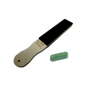 SP150x40.4 Set strop din piele cu maner pentru ascutire 150x40 mm cu pasta de ascutire Chrox/Dialux Verde - Img 1
