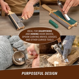 Strop din piele pentru cutite cu carlig si dalti cu pastă de lustruire BeaverCraft– LS5P1 - Img 21