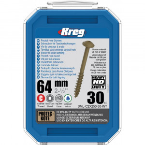 Șuruburi Kreg Pocket-Hole HD 64 mm, Protec-Kote, cap Maxi-Loc, pentru Jig HD