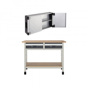 WB 6 Banc de lucru 1130x650x860 mm cu dulap perforat suspendat, Wolfcraft - Img 1
