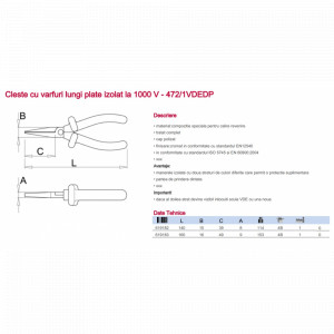 472/1VDEDP Cleste/Patent izolat la 1000 V cu varfuri plate, Unior - Img 2