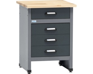 Banc de lucru 60 x 84 x 60 cm, 4 sertare, blat din lemn de fag - Img 2