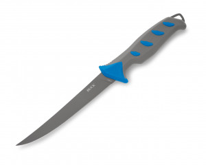 Cutit de filetat Buck 145 Hookset Salt Water 0145BLS-B, lama flexibila 15.2 cm, maner gri-albastru, teaca inclusa
