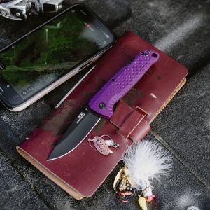 Cutit pliabil SOG Adventurer LB Dusk Purple Black 13-11-04-43, lama Drop Point 5Cr15MoV Satin, Lockback, maner GRN Dusk Purple & Black, EDC Outdoor - Img 8