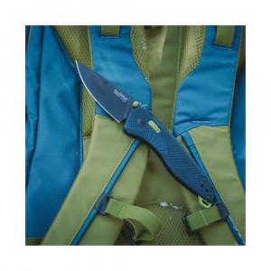 Cutit pliabil SOG Aegis AT Indigo Acid 11-41-03-41, lama Drop Point CRYO D2 Black TiNi, deschidere asistata S.A.T., AT-XR Lock, maner GRN Indigo & Acid Yellow, EDC Premium - Img 6