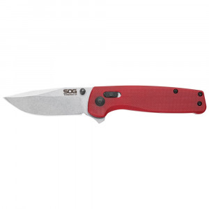 Cutit pliabil SOG Terminus XR G10 Crimson, lama D2 Black TiNi, XR Lock, maner G10 rosu, Flipper EDC