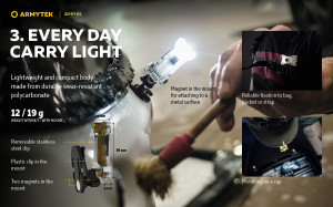 F06101G Lanterna multifunctionala Zippy Extended Set- gri onix, Armytek - Img 11