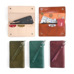 Kit portofel mare Gibson din piele Tandy Leather, cu fermoar si bareta de mana