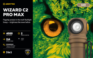 Lanterna frontala Armytek Wizard C2 Pro Max Sand White 4000 lm cu acumulator 21700 - Img 5