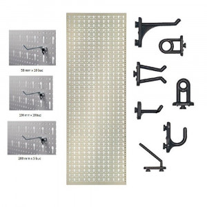 Panou perforat vertical de 500x1000 mm alb cu set 45 carlige